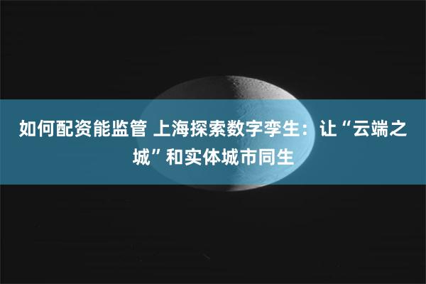 如何配资能监管 上海探索数字孪生：让“云端之城”和实体城市同生