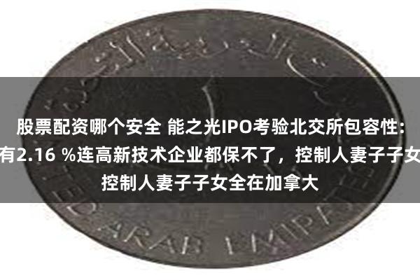 股票配资哪个安全 能之光IPO考验北交所包容性:研发投入只有2.16 %连高新技术企业都保不了，控制人妻子子女全在加拿大